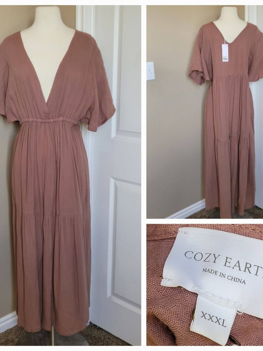 COZY EARTH BOARDWALK BREEZE DRESS CLAY XXXL NEW
